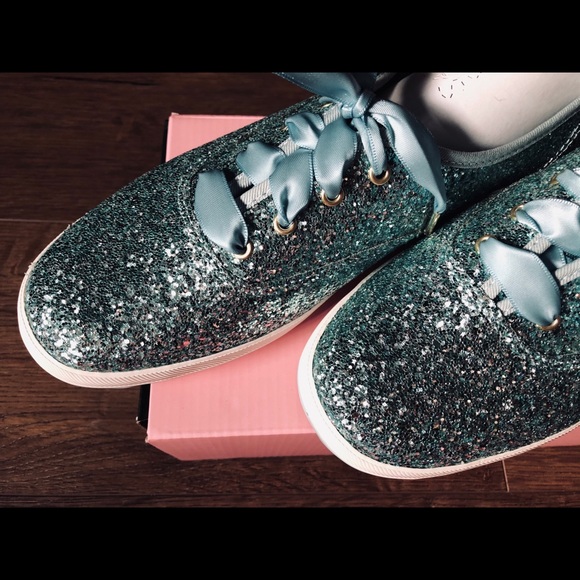 KATE SPADE/KEDS-NWT Aqua Glitter Sneakers - Picture 8 of 16